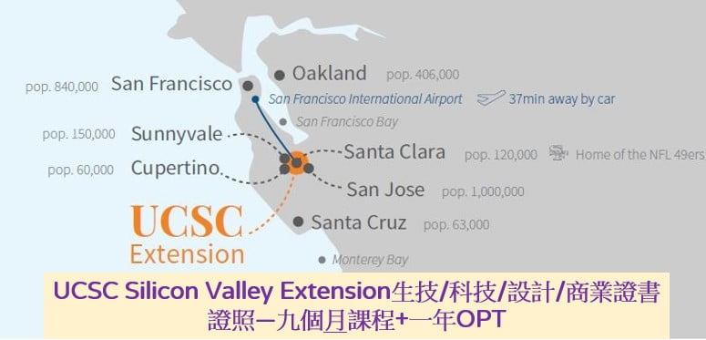 北加州大學UCSC Silicon Valley Extension UC矽谷校區-國際專業生技/科技/設計/商業證書+OPT一年有薪實習課程
